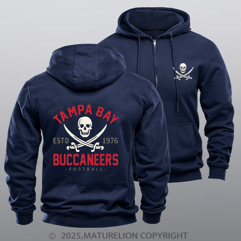 Maturelion Super Bowl Hoodie Retro Tampa Bay Buccaneers by Buck Fleece Zipper Hoodie