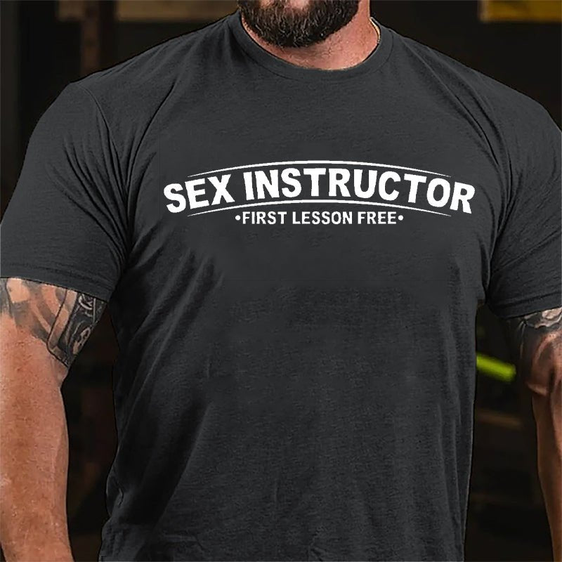 Sex Instructor First Lesson Free Cotton T-shirt-Maturelion