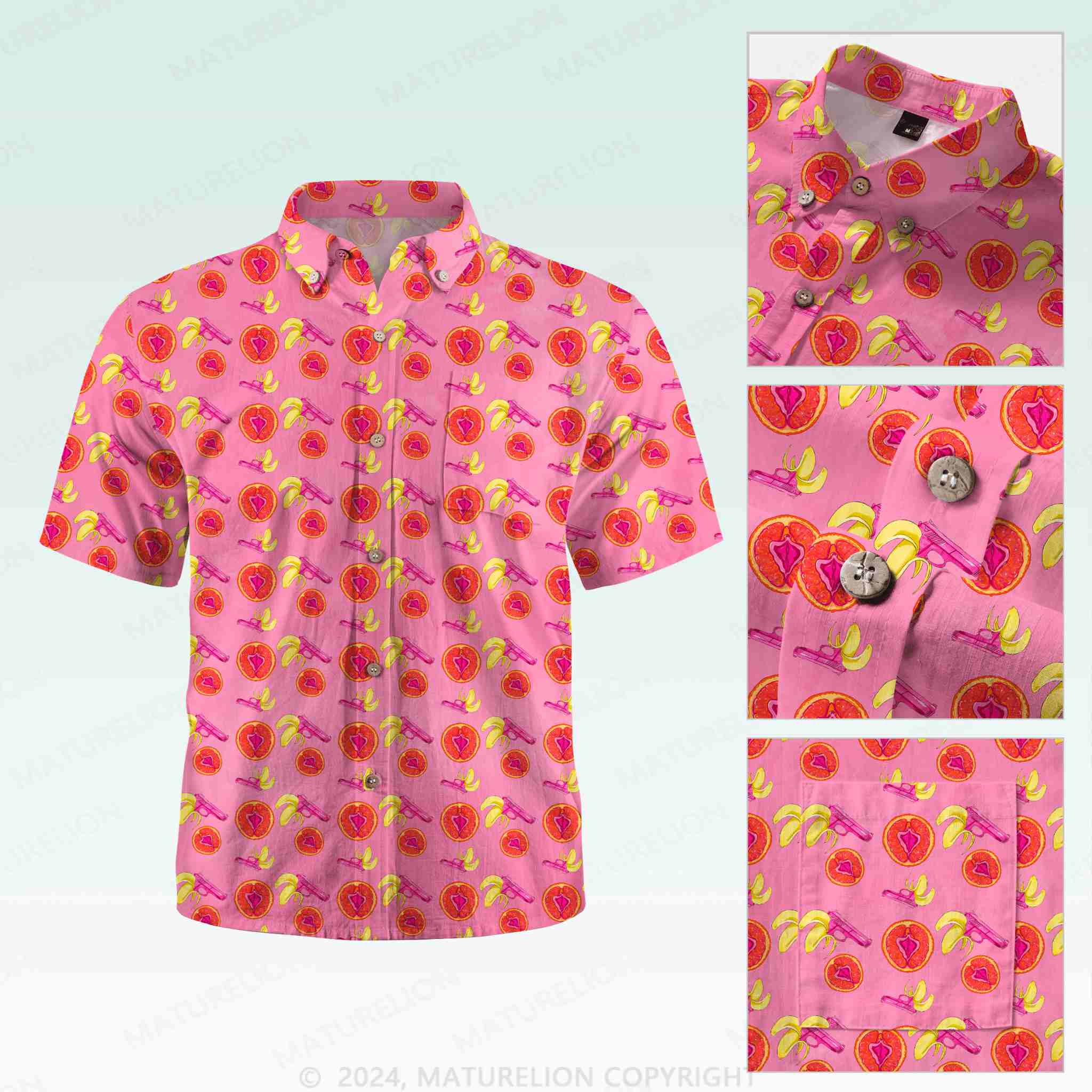 Maturelion Men's Button Pocket Shirt Just Eat It Hawaiian Shirt