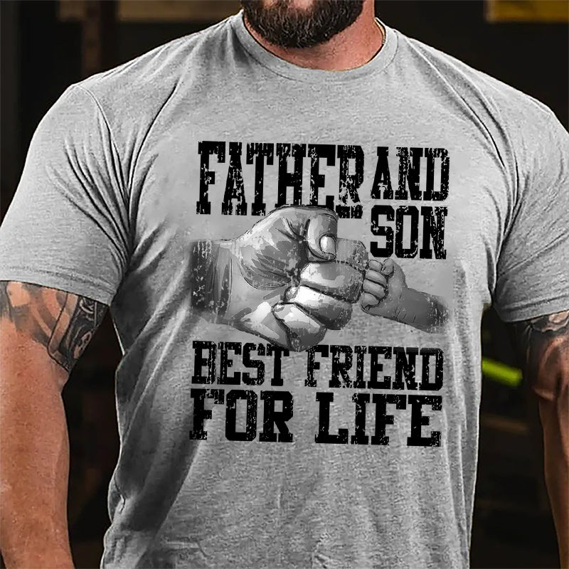 Father And Son Best Friend For Life Cotton T-shirt-Maturelion