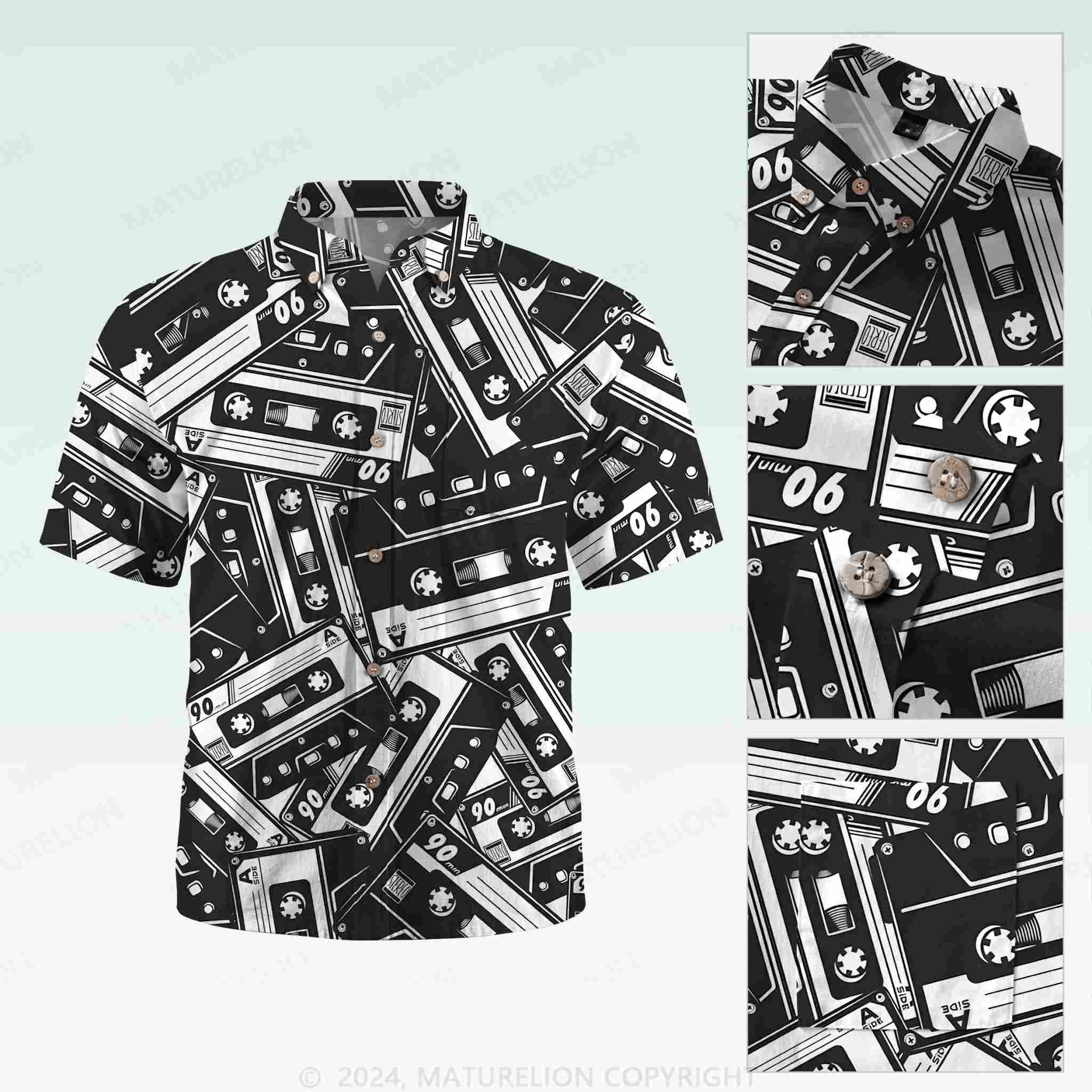 Maturelion Men's Button Pocket ShirtVintage 90s Hawaiian Shirt