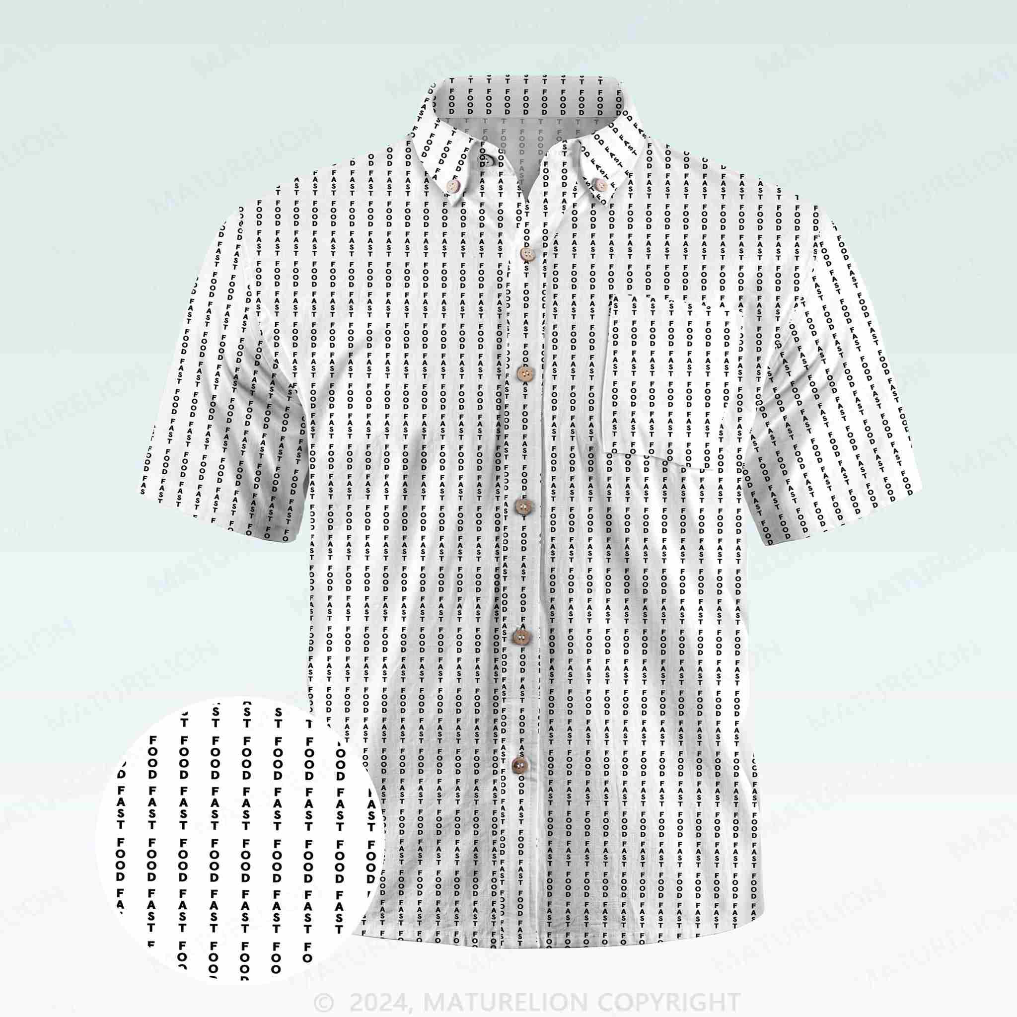 Maturelion Men's Button Pocket ShirtFast Food Hawaiian Shirt