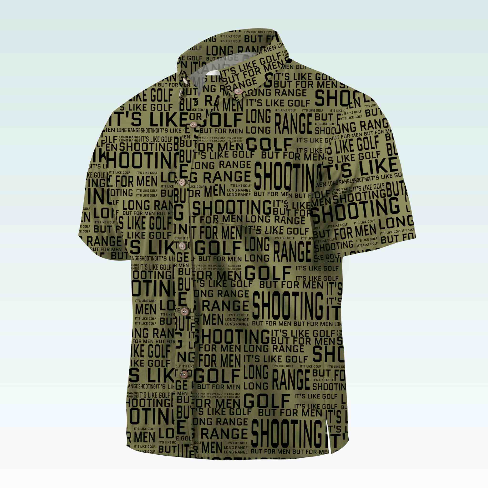 Maturelion Men's Button Pocket ShirtLong Range Shooting It's Like Golf But For Men Hawaiian Shirt