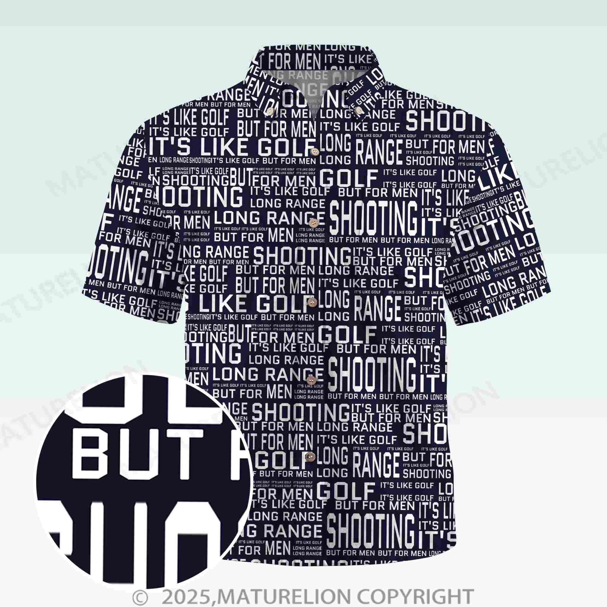 Maturelion Men's Button Pocket ShirtLong Range Shooting It's Like Golf But For Men Hawaiian Shirt