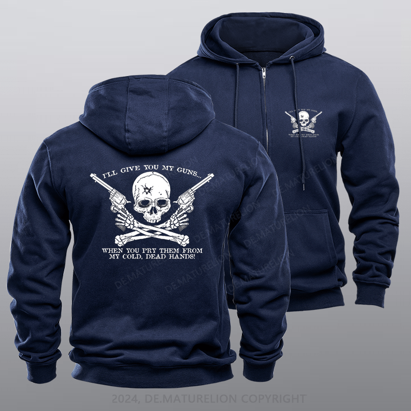 Maturelion Men's Hoodie COLD DEAD HANDS Fleece Zipper Hoodie