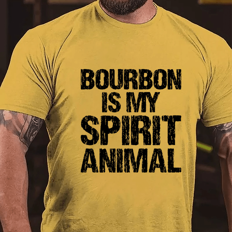 Bourbon Is My Spirit Animal Cotton T-shirt-Maturelion