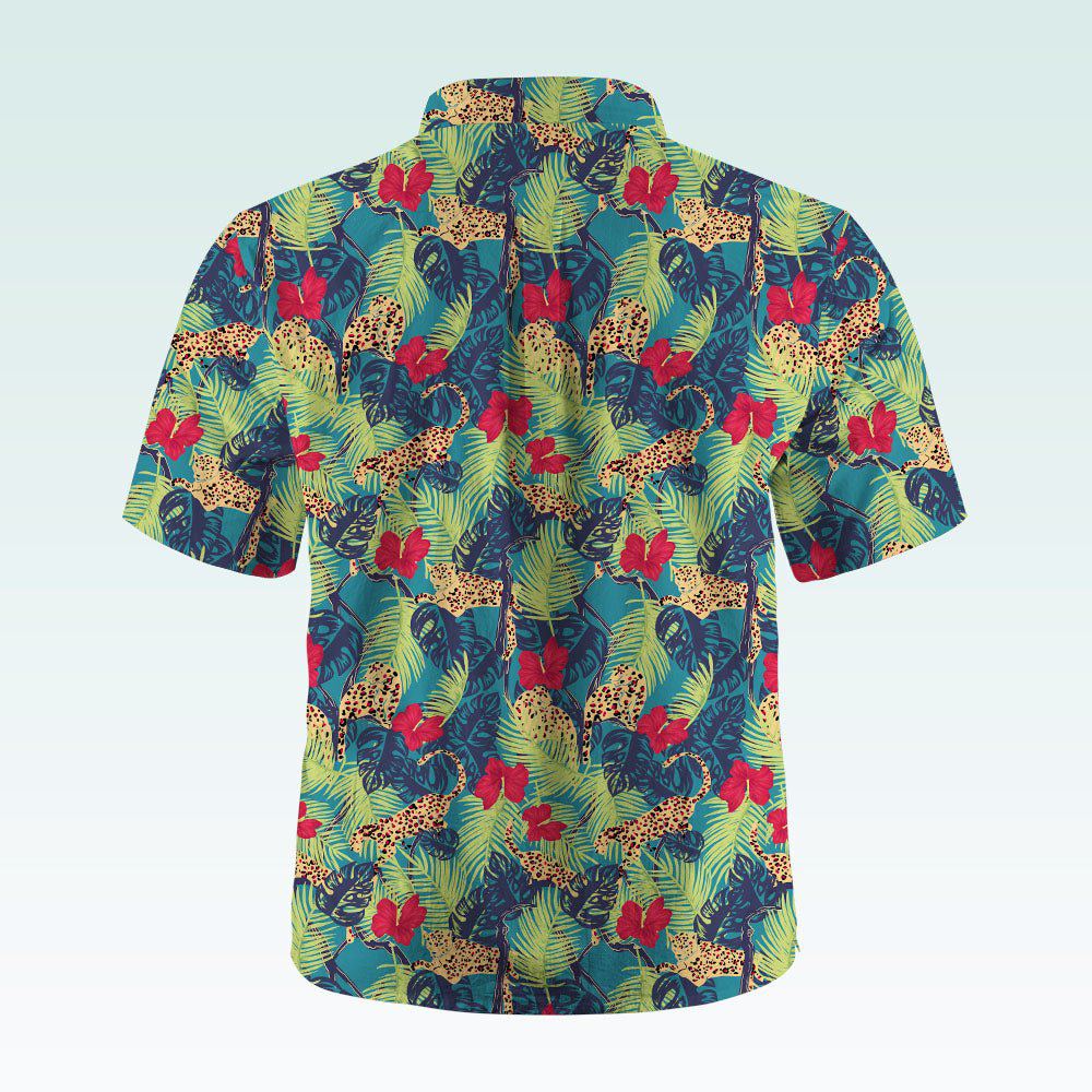 Maturelion Men's Button Pocket ShirtTropical Jungle Boys Woven Shirt with Short Sleeves