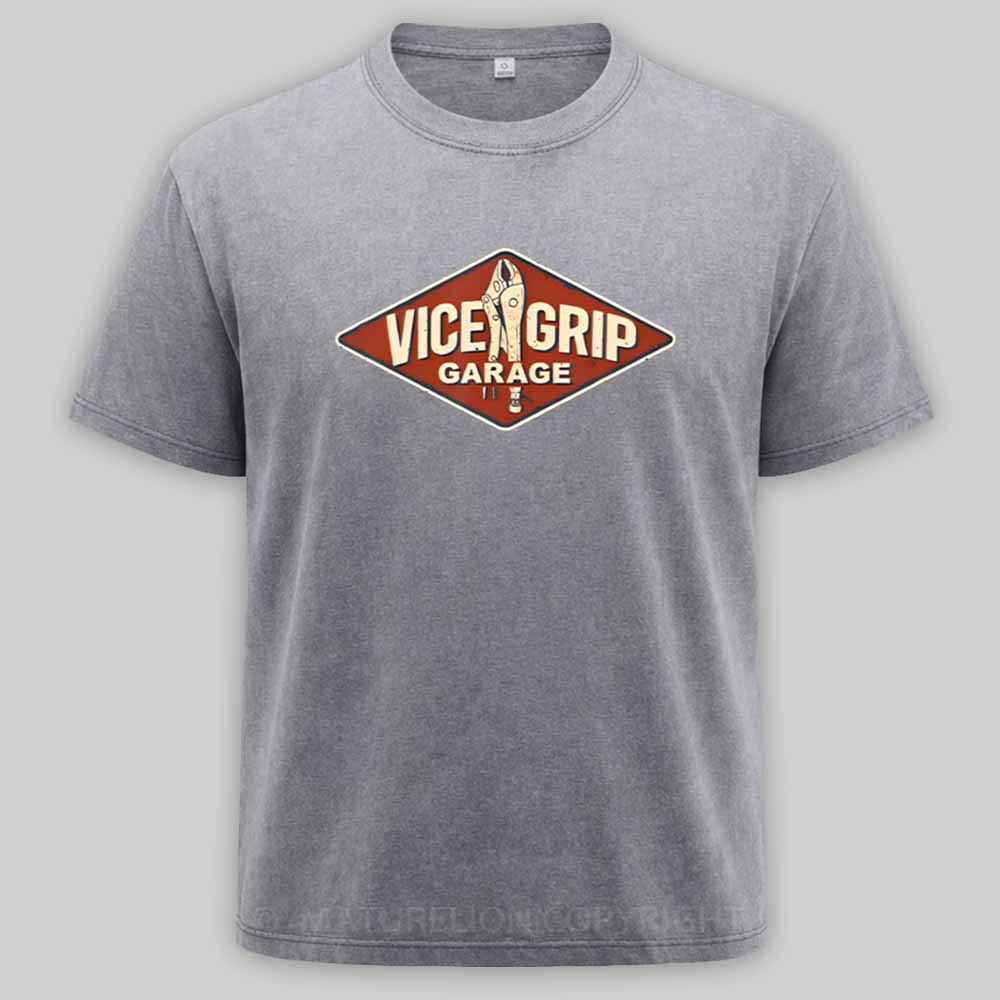 Maturelion Vice Grip Garage Mechanic Dad Joke Handy Grandpa Washed T-shirt