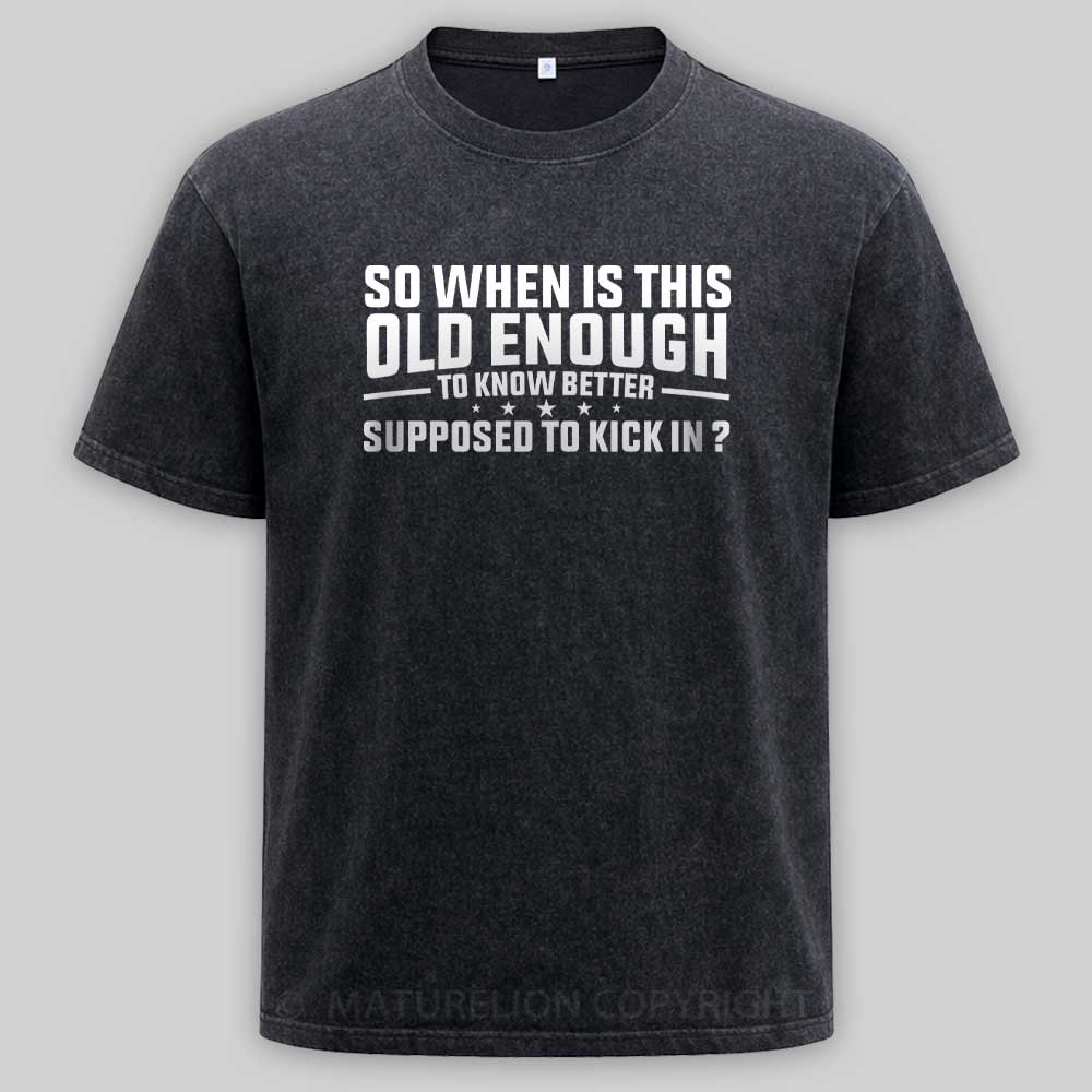 Maturelion so when is this old enough to know better supposed to kick in Washed T-shirt