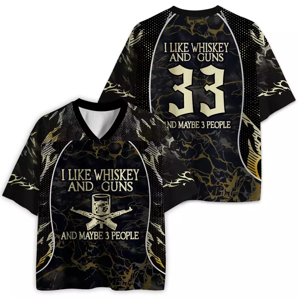 Maturelion I Like Whiskey And Guns And Maybe 3 People Mesh Jersey