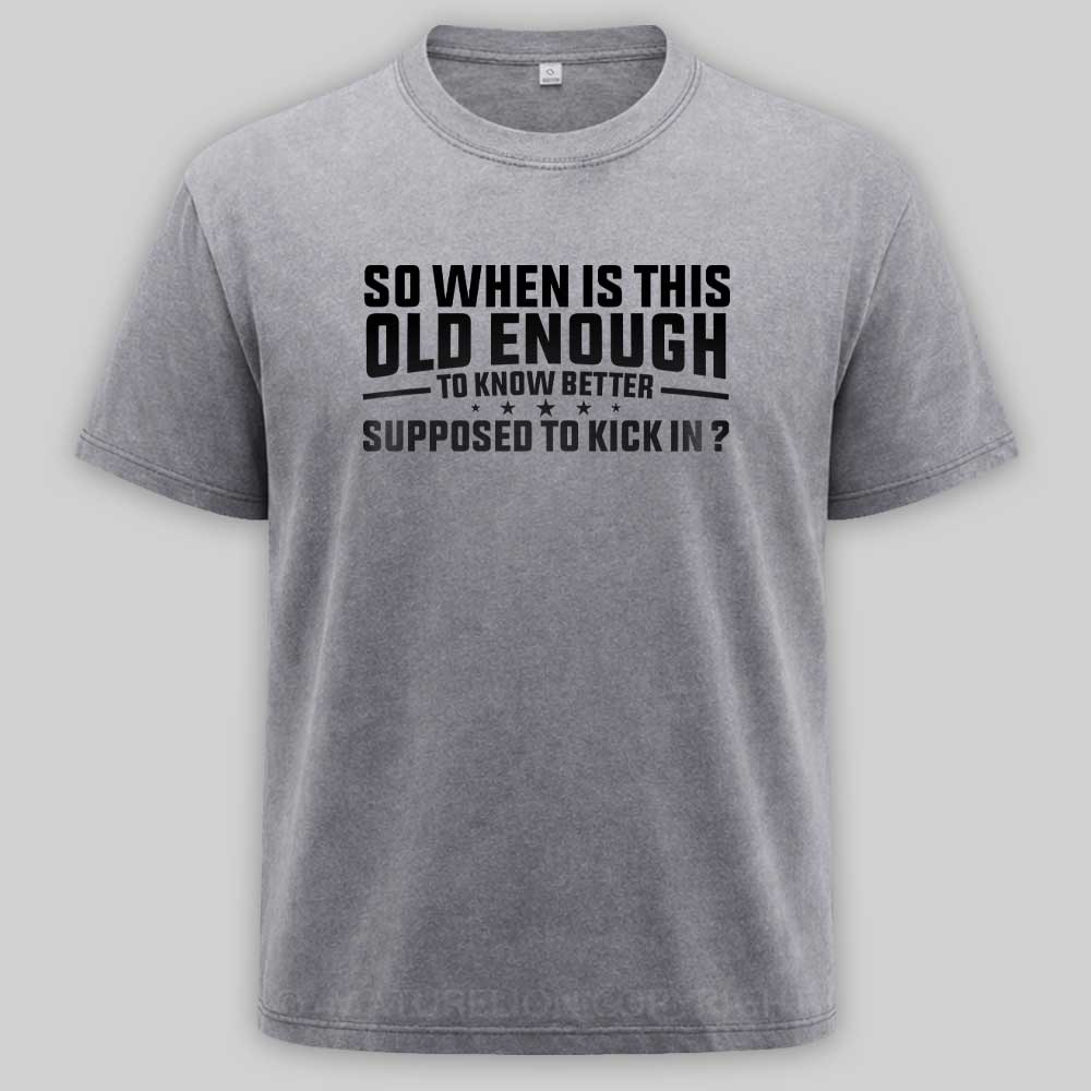 Maturelion so when is this old enough to know better supposed to kick in Washed T-shirt