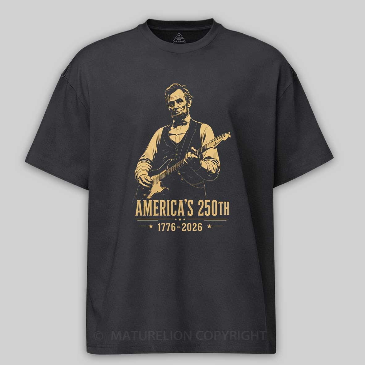 Maturelion Abraham Lincoln Playing Guitar 250th Anniversary T-shirt