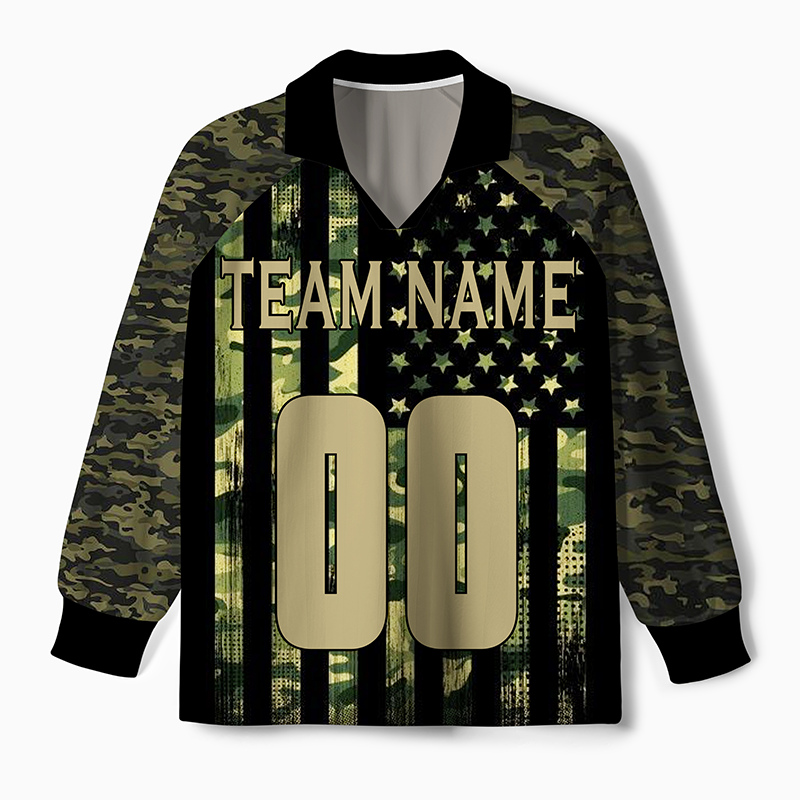 Maturelion American flag with customizable message Long Sleeve Soccer Jersey