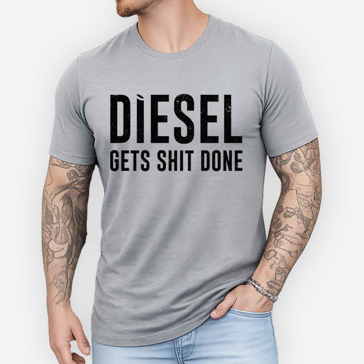 Maturelion Diesel Gets Sht Done - Stacks Trucker Coal Worker Cotton T-shirt