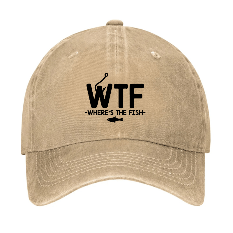 WTF - Where's The Fish Funny Print Cap (Free Customization)-Maturelion