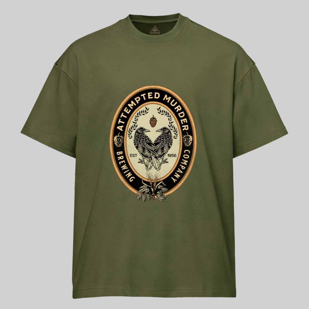 Maturelion Attempted Murder Brewing Company Beer Logo Crows & Ravens Cotton T-shirt