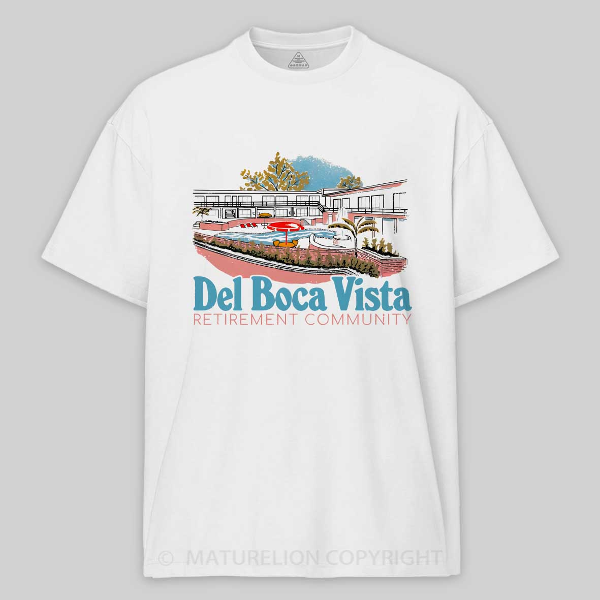 Maturelion Del Boca Vista Retirement Community - Retro Original Design Cotton T-shirt
