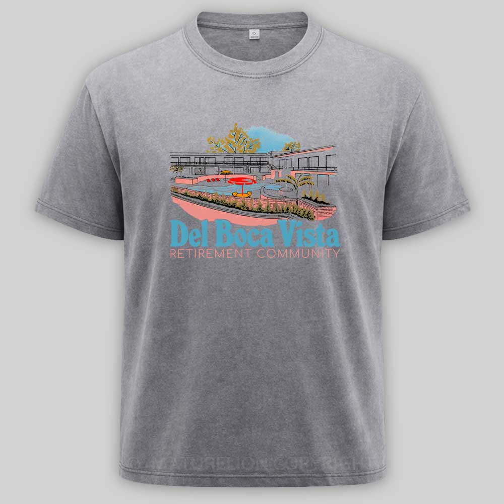 Maturelion Del Boca Vista Retirement Community - Retro Original Design Washed T-shirt