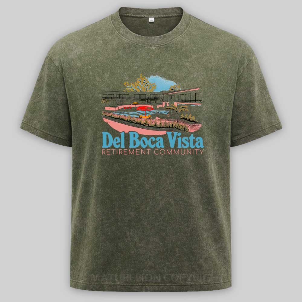 Maturelion Del Boca Vista Retirement Community - Retro Original Design Washed T-shirt