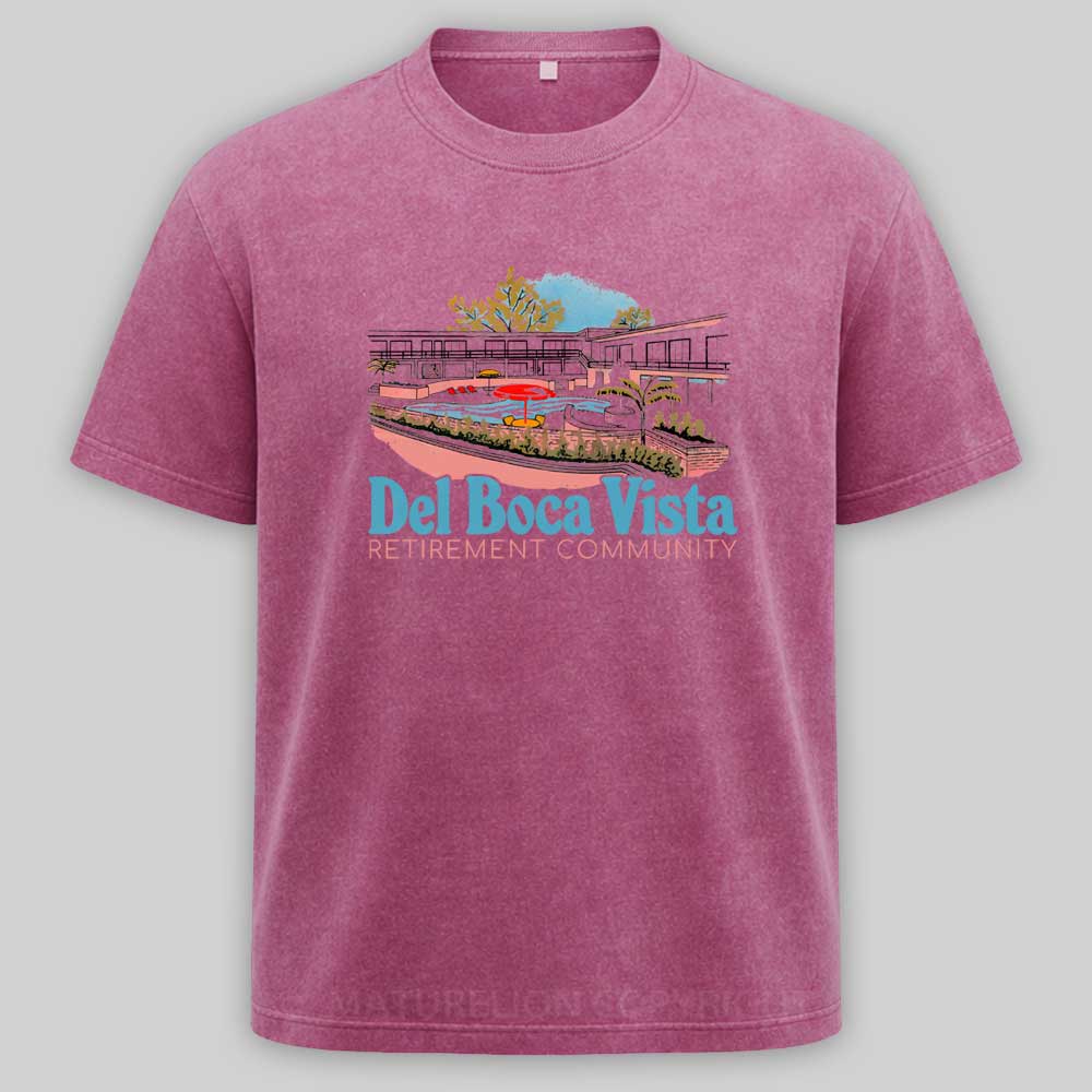 Maturelion Del Boca Vista Retirement Community - Retro Original Design Washed T-shirt