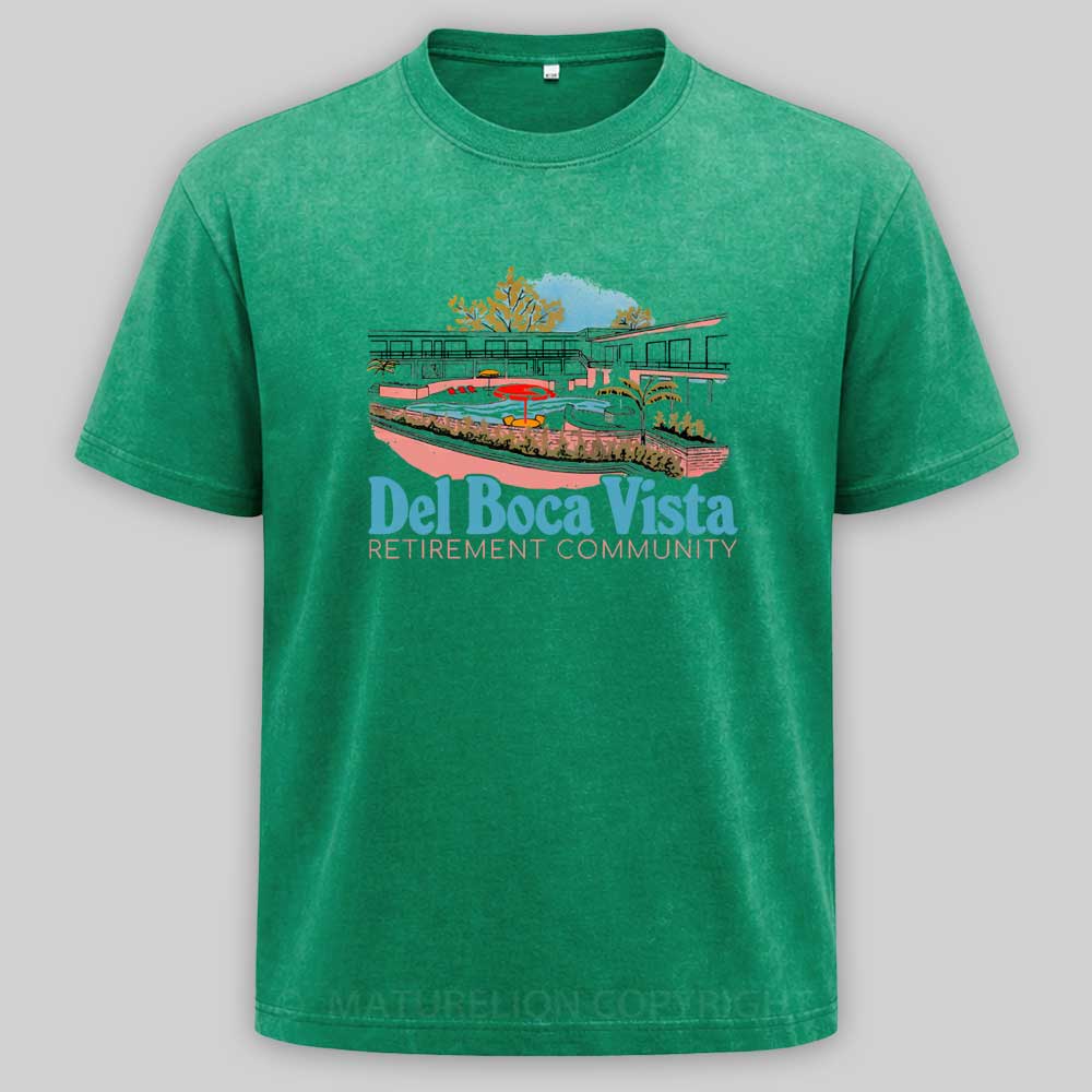 Maturelion Del Boca Vista Retirement Community - Retro Original Design Washed T-shirt
