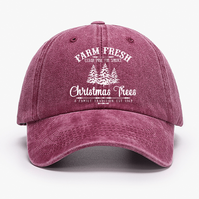 Farm Fresh Cedar Pine Fir Spruce Christmas Trees A Family Tradition Est 1969 Cap-Maturelion
