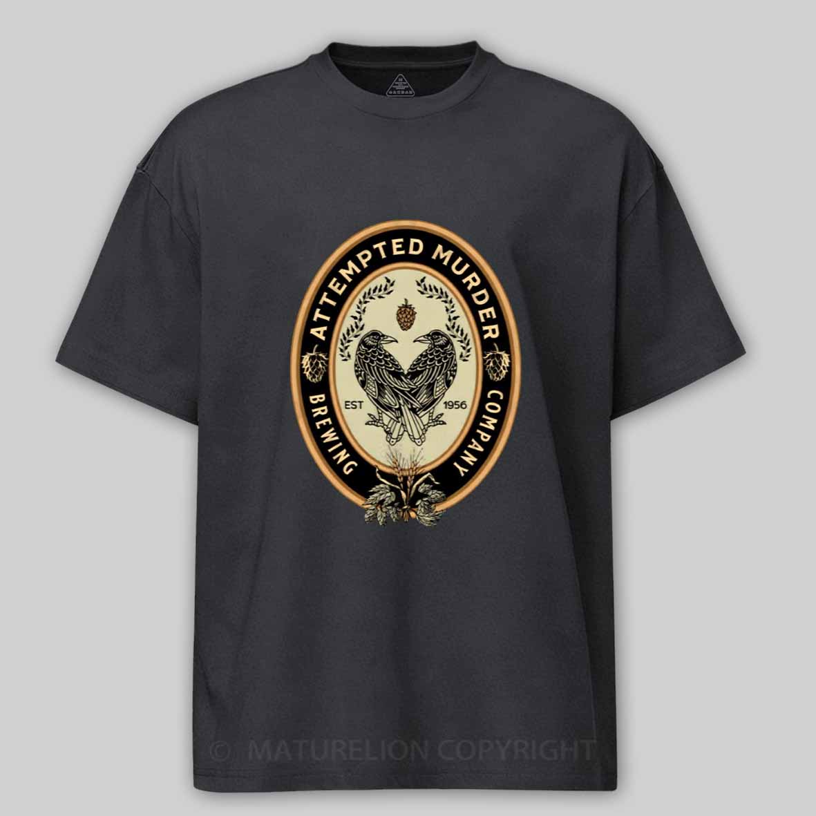 Maturelion Attempted Murder Brewing Company Beer Logo Crows & Ravens Cotton T-shirt