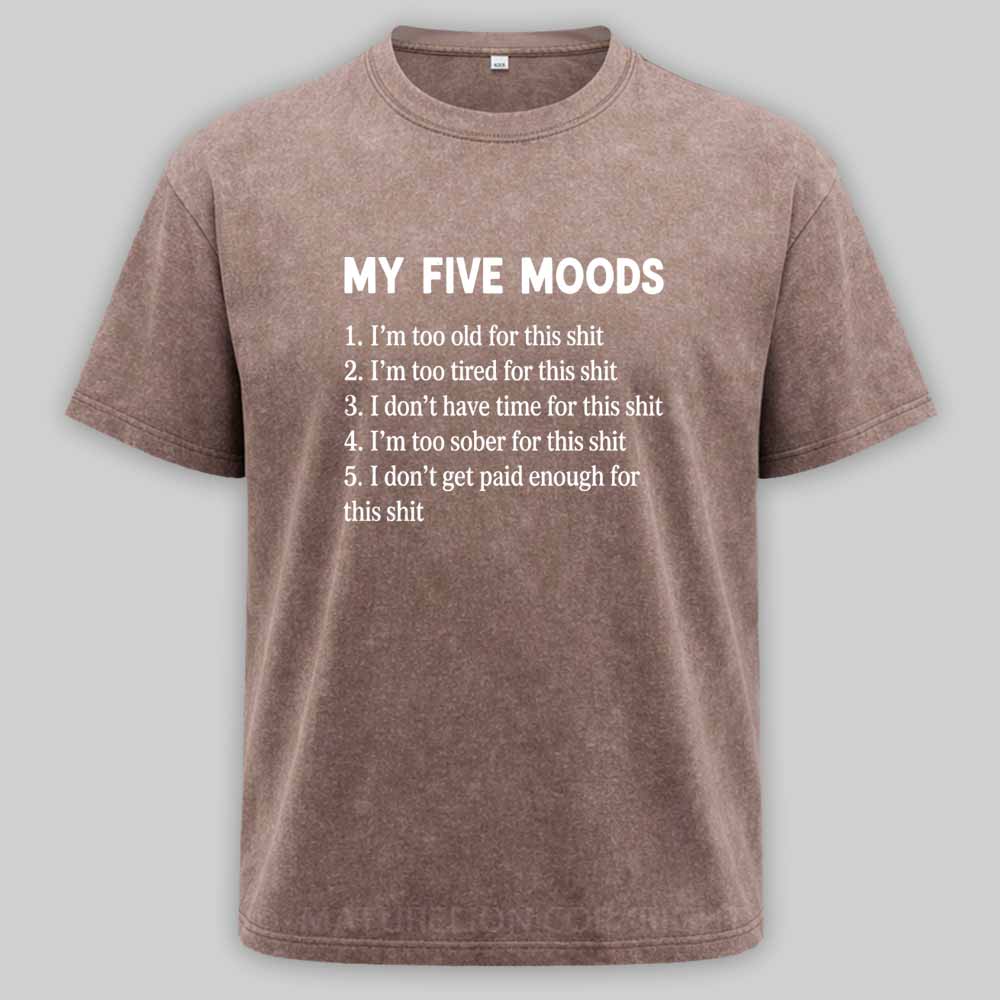 Maturelion My Five Moods - Sarcastic Washed T-shirt