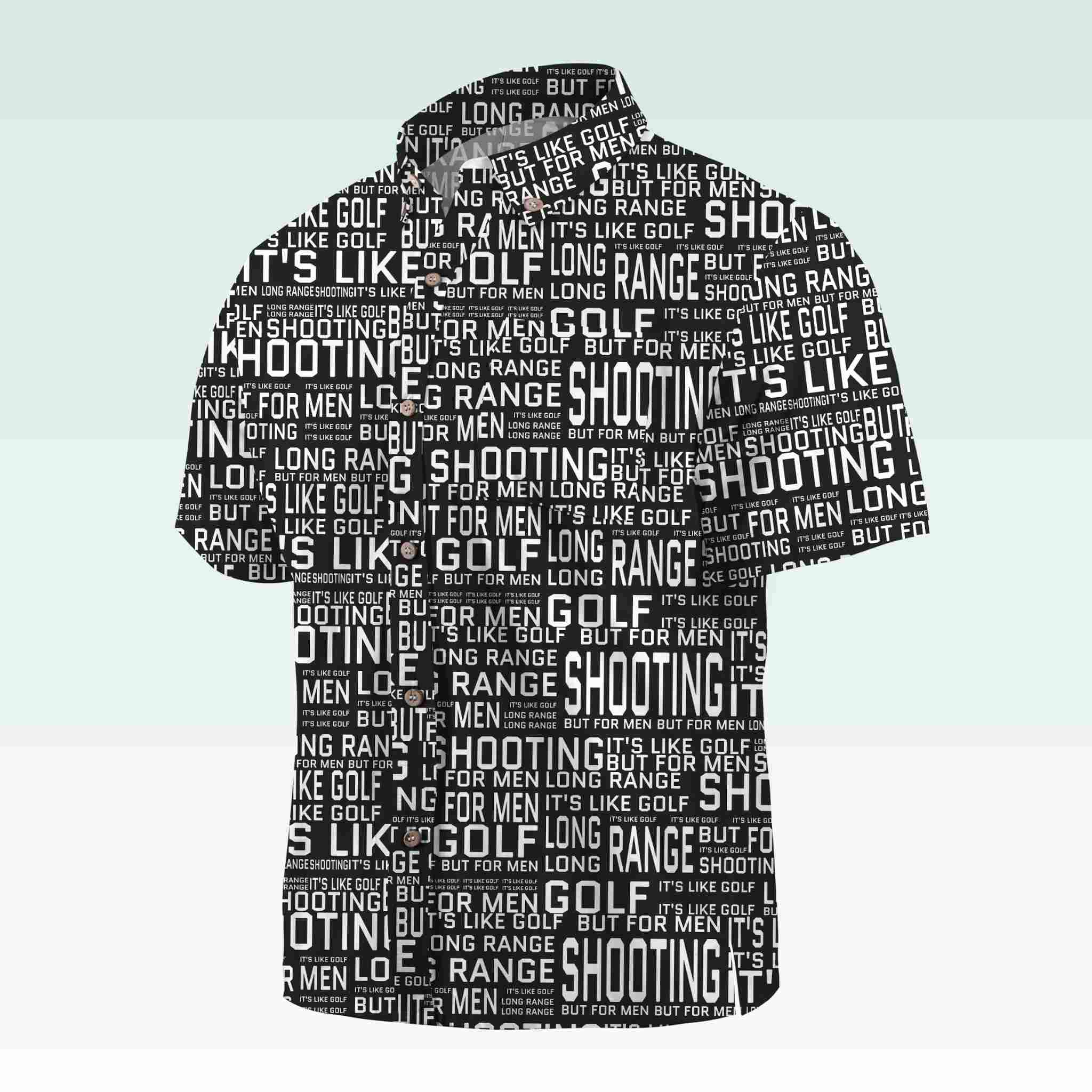 Maturelion Men's Button Pocket ShirtLong Range Shooting It's Like Golf But For Men Hawaiian Shirt