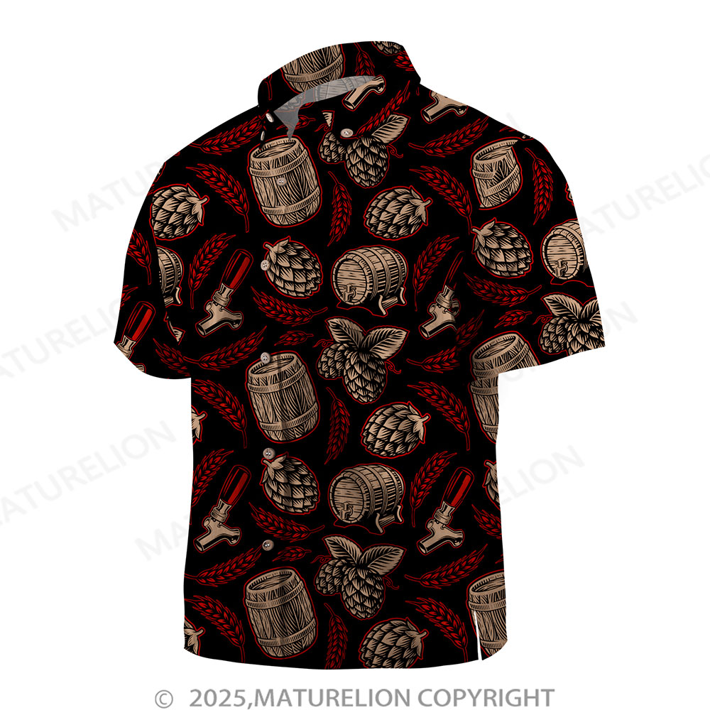 Maturelion Men's Hawaiian Shirt Palm Breeze Button Up Shirt