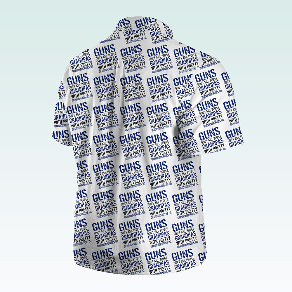 Maturelion Men's Button Pocket ShirtGuns Don't Kill People Dads With Pretty Daughters Do Hawaiian Shirt