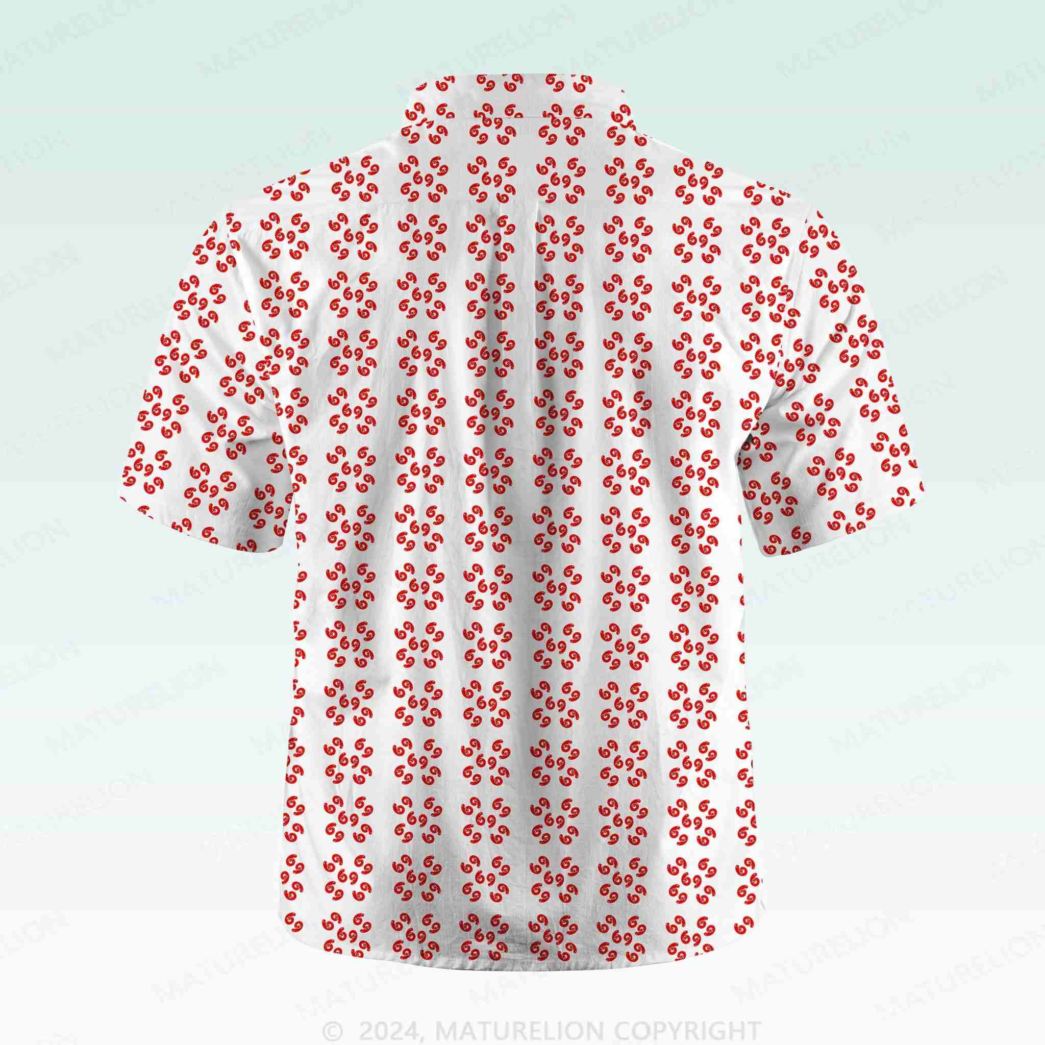 Maturelion Men's Button Pocket Shirt69 Innuendo Beach Hawaiian Shirt
