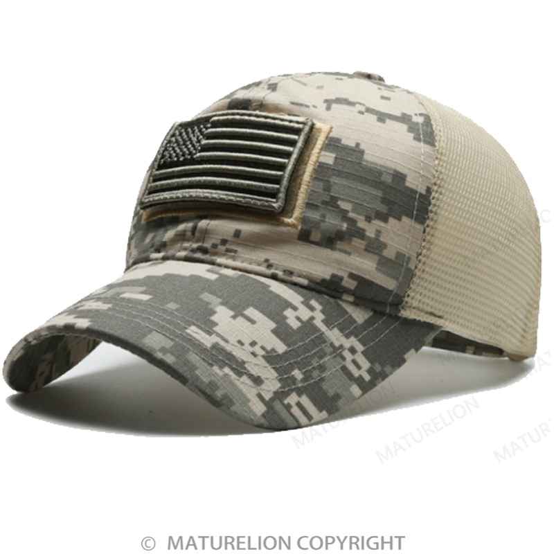 Maturelion American Flag Patch Mesh Trucker Hat