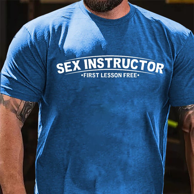Sex Instructor First Lesson Free Cotton T-shirt-Maturelion