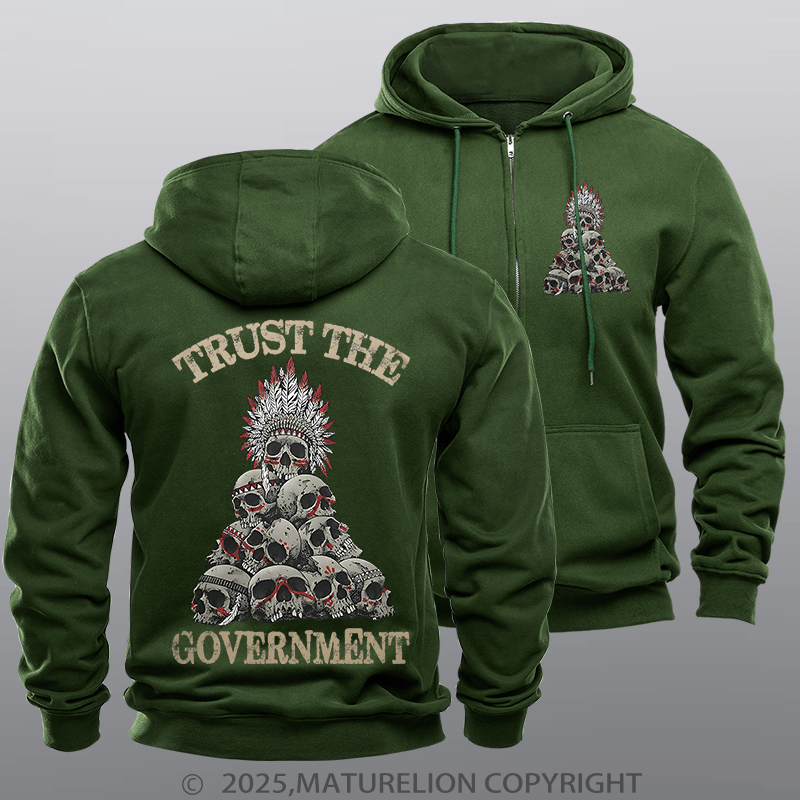 Maturelion Men's Hoodie Men's Hoodie Trust The Government Fleece Zipper Hoodie
