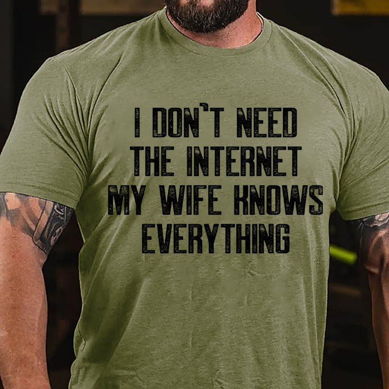 I Don't Need The Internet My Wife Knows Everything Cotton T-shirt-Maturelion