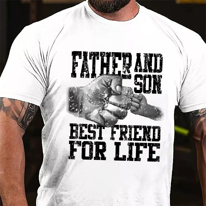 Father And Son Best Friend For Life Cotton T-shirt-Maturelion