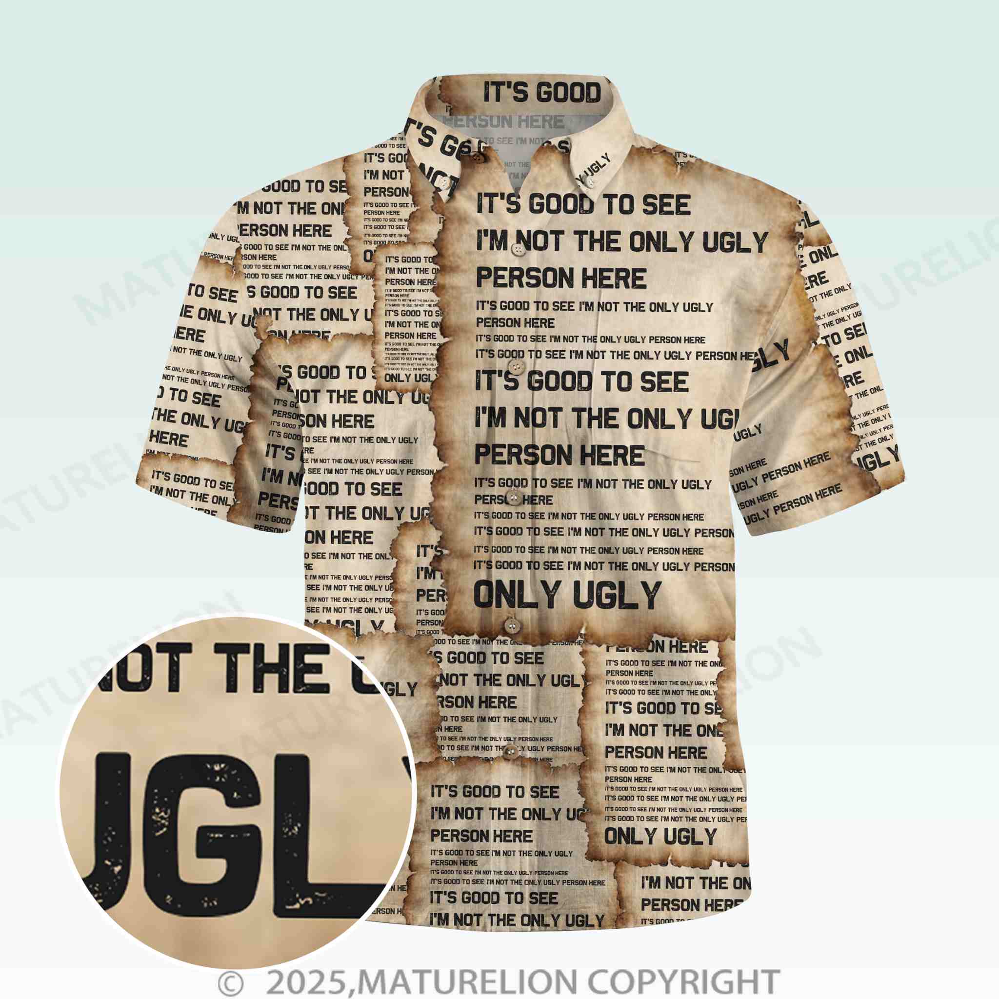 Maturelion Men's Button Pocket ShirtIt's Good To See I'm Not The Only Ugly Person Here Hawaiian Shirt