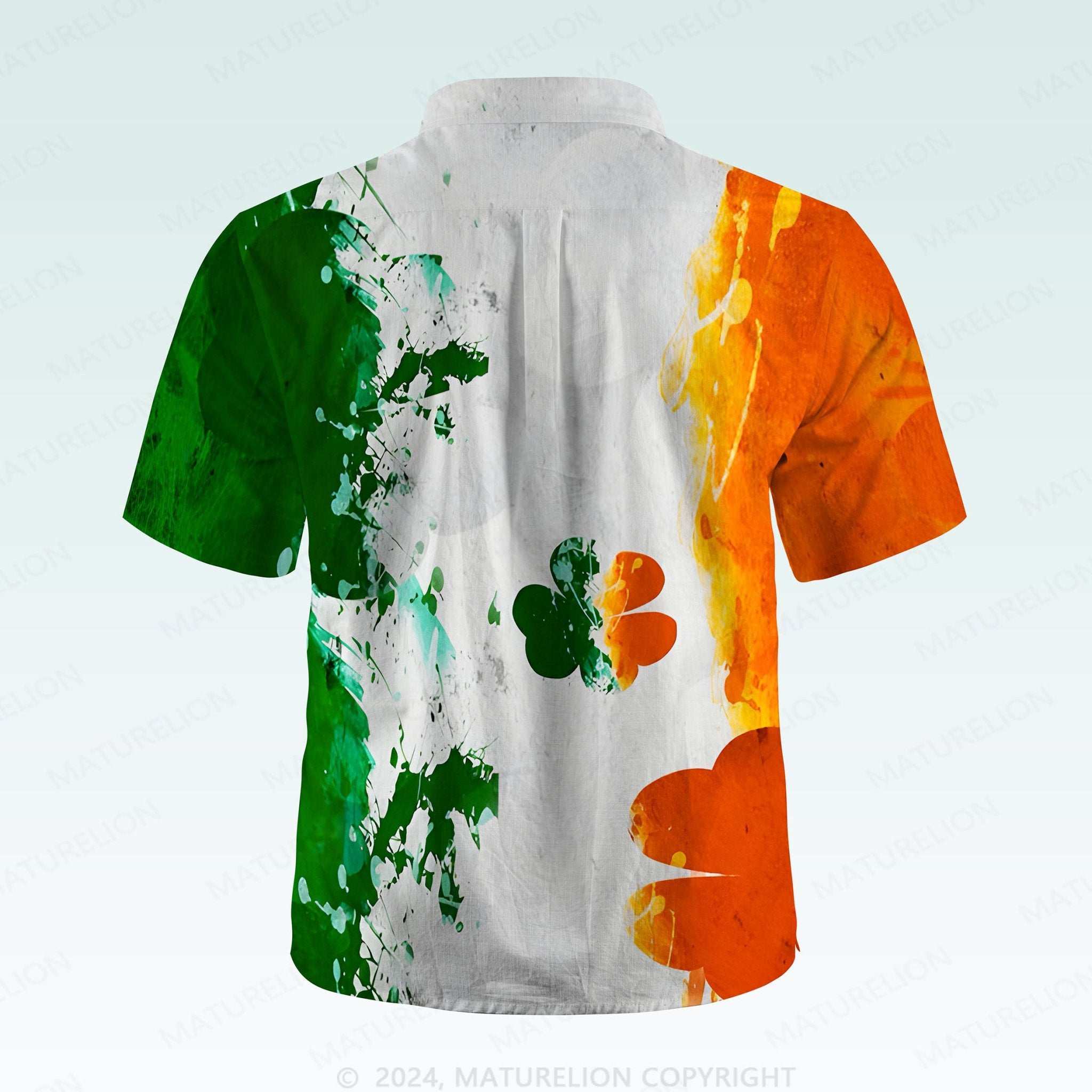 Maturelion St. Patrick's Button Pocket ShirtLucky Island Style Hawaiian Shirt