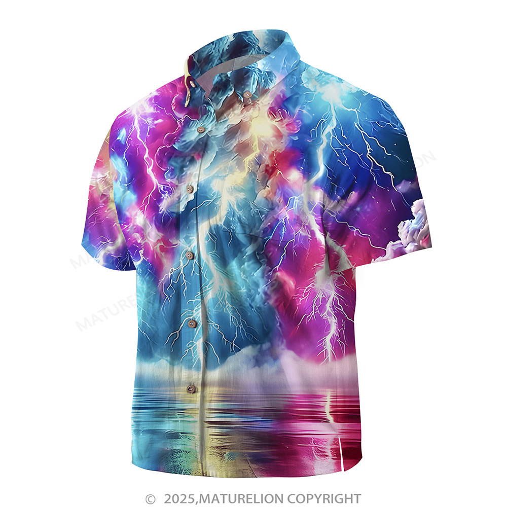 Matreulion Men's Aloha Shirts Rainstorm Hawaiian Shirt