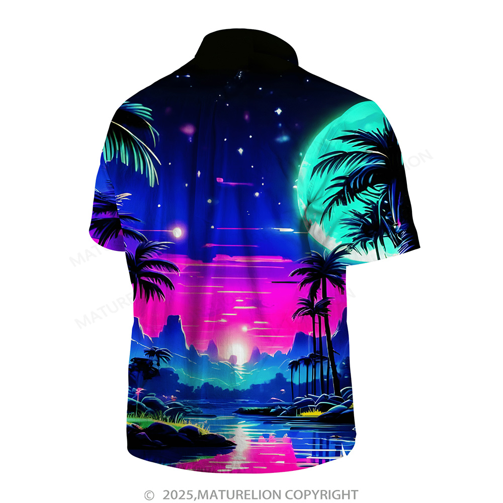 Matreulion Men's Aloha Shirts Coconut Tree Hawaiian Shirt