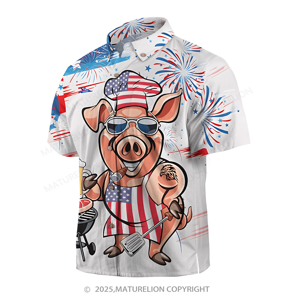 Maturelion Men's Aloha Shirts Animal Illustration Graphic Hawaiian Shirt