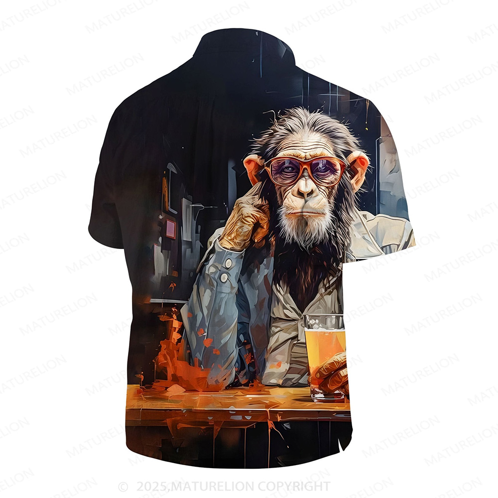 Maturelion Aloha Shirts Animal Illustration Graphic Hawaiian Shirt