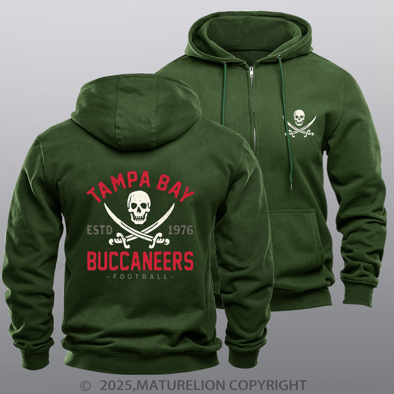 Maturelion Super Bowl Hoodie Retro Tampa Bay Buccaneers by Buck Fleece Zipper Hoodie