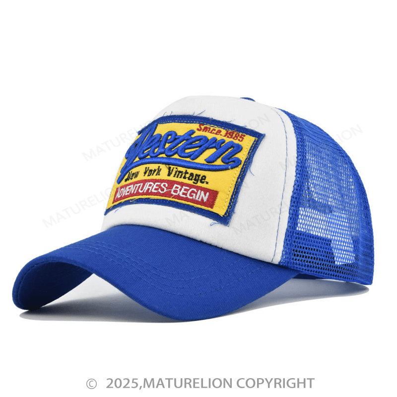 Maturelion Men's Distressed Cap Western New York 1985 Vintage Snapback Trucker Hat