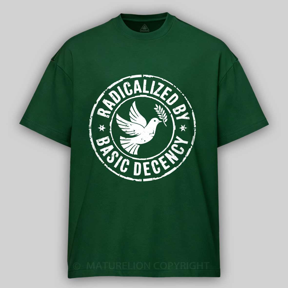 Maturelion Radicalized By Basic Decency-1 Cotton T-shirt