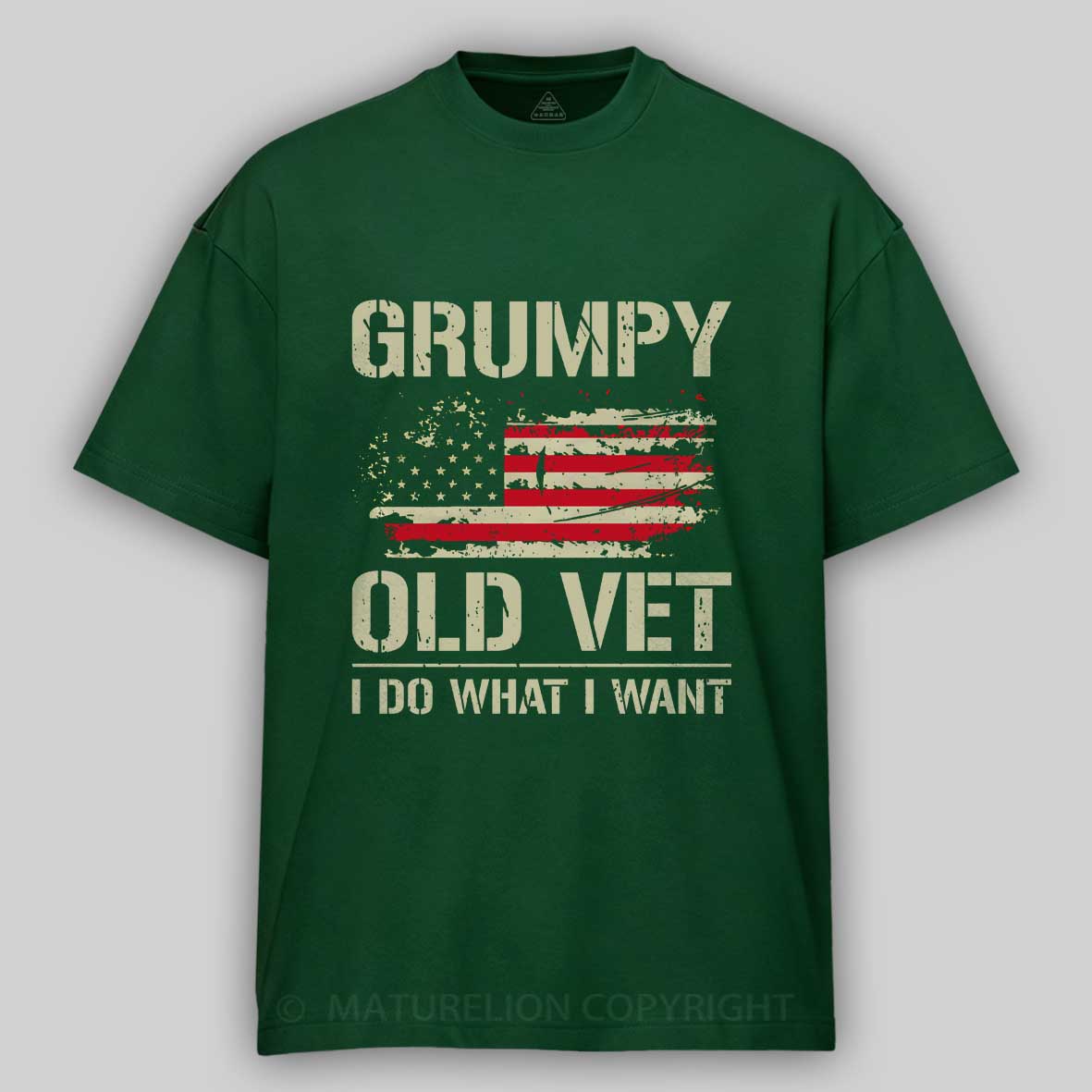 Maturelion Grumpy Old Vet I Do What I Want Retro Patriotic Cotton T-shirt