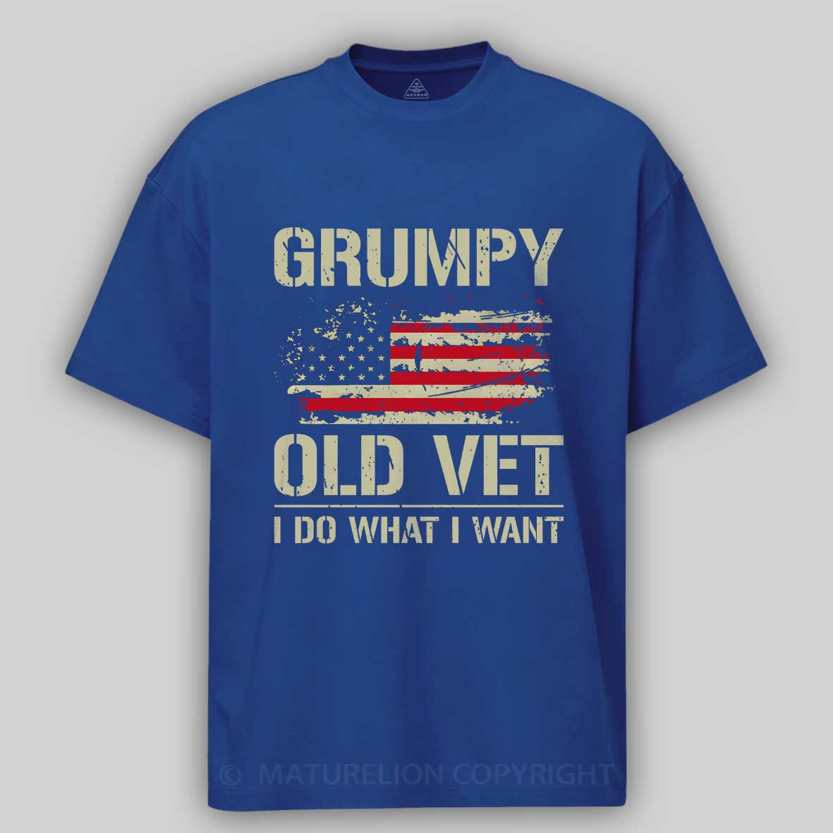 Maturelion Grumpy Old Vet I Do What I Want Retro Patriotic Cotton T-shirt
