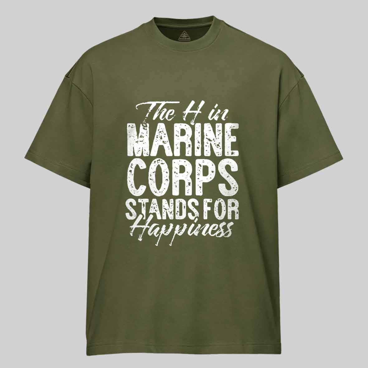 Maturelion Men's T-shirt The H in Marine Stands for Happiness Cotton T-shirt