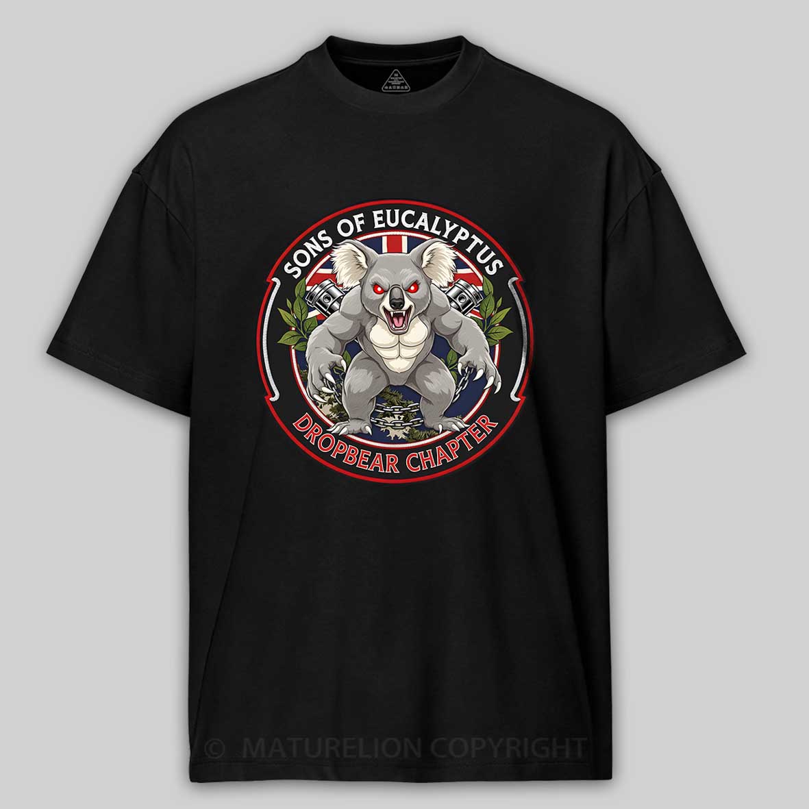 Maturelion Australia T-Shirt Dropbear Funny Graphic  Motorcycle Cotton T-Shirt